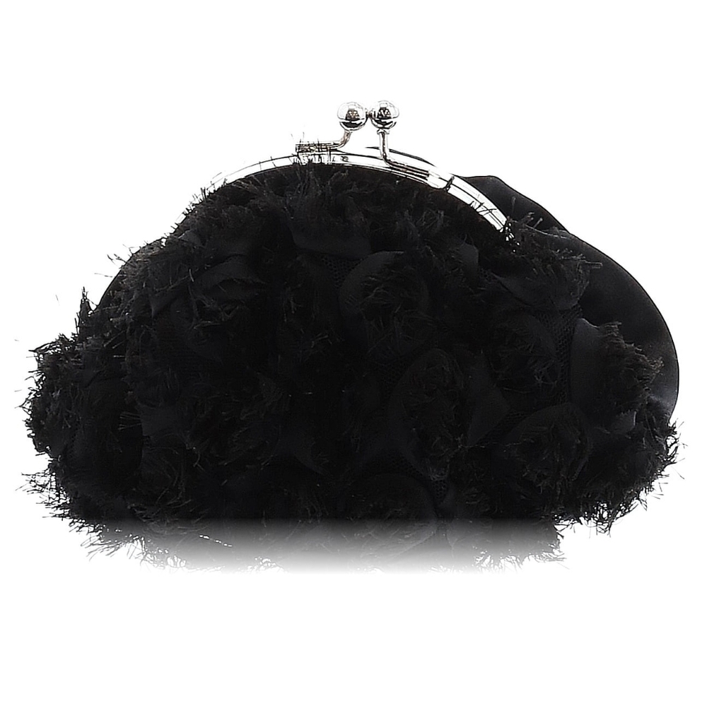 Rosette Flowered Clutch with Detachable Chain